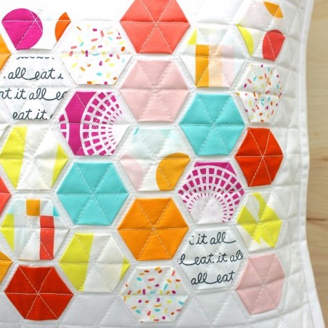Boardwalk Delight fabric collection designed by Dana Willard for Art Gallery Fabrics - Hexie Pillow by Modern Handcraft