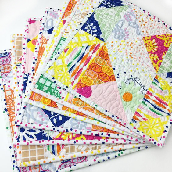mug rugs | Fiesta Fun fabric collection designed by Dana Willard for Art Gallery Fabrics