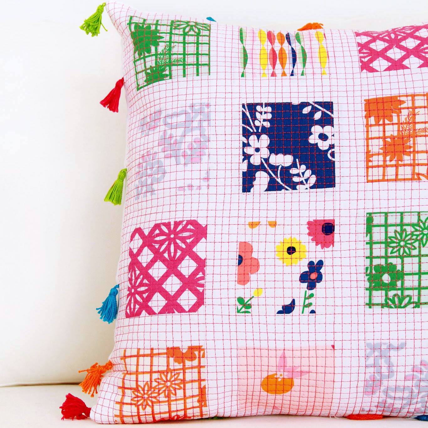 Fiesta Fun fabric collection designed by Dana Willard for Art Gallery Fabrics | quilted pillow