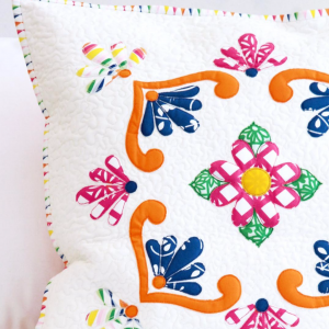 Fiesta Fun fabric collection designed by Dana Willard for Art Gallery Fabrics | Fiesta de Talvaera pillow quilted sewing pattern