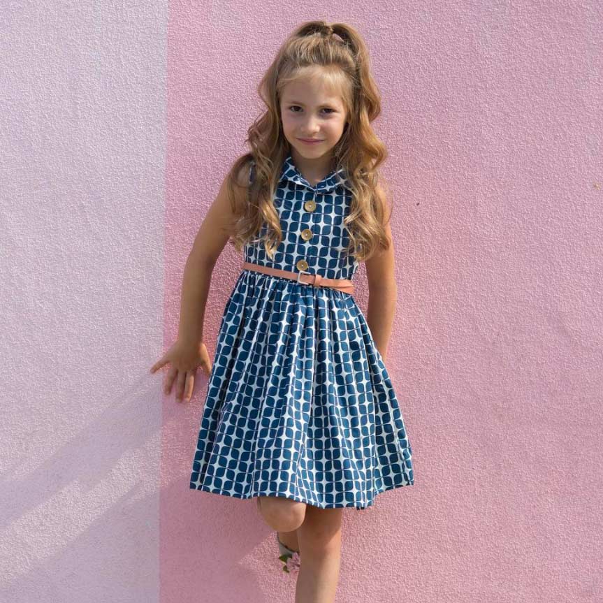 Hattie Dress from Violette Fields | sewing pattern for girls | Blush fabric collection by Dana Willard from Art Gallery Fabrics