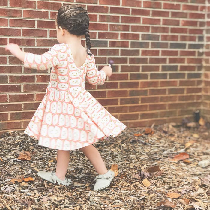 Janie Dress from Welcome to the Mouse House | sewn by sevenpretty | Cat Nap Pink knit | Blush fabric collection by Dana Willard from Art Gallery Fabrics